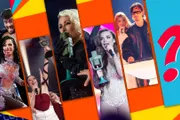 Collage de RTVE con artistas ganadores de anteriores ediciones del Benidorm Fest, con sus trofeos, y un gran signo de interrogación para la próxima edición