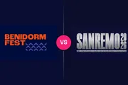 Los logos oficiales de Benidorm Fest 2026 y Sanremo 2026 uno junto al otro, separados por un divisor con un VS en el centro